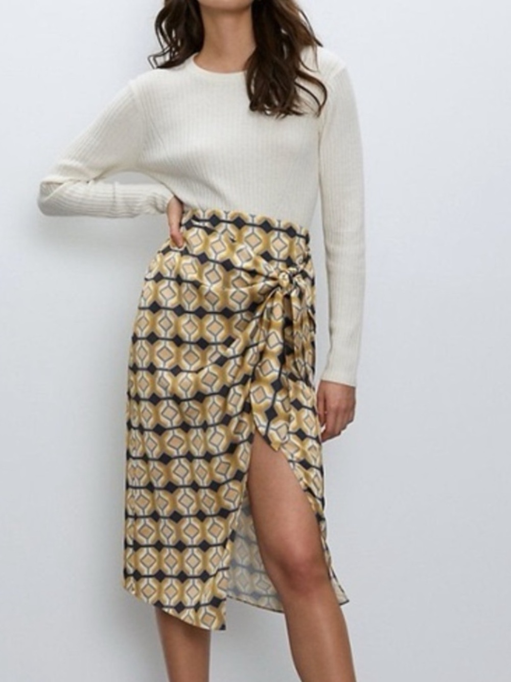 Aritzia Babaton Bello Wrap Geometric Print Skirt Size 4